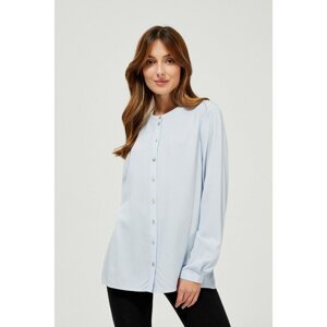 Plain collarless shirt - blue