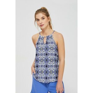 Patterned top with a decorative neckline - blue