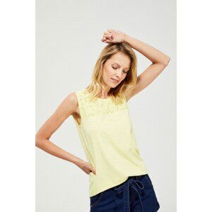 Cotton top with openwork decoration - yellow