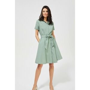 Shirt dress with short sleeves and a tie