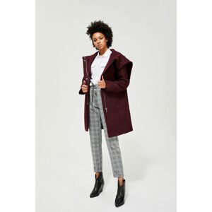 Coat with a hood - burgundy