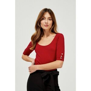 Cotton blouse with pearls - red