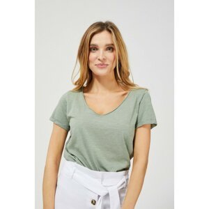 V-neck cotton T-shirt - olive green