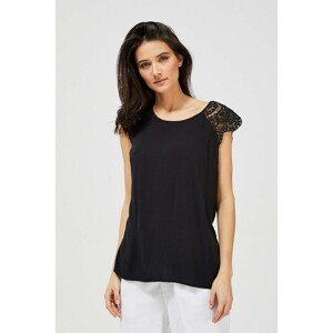 Viscose shirt with lace - black