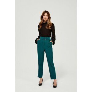 High-waisted green crease trousers - green