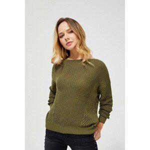 Oversize sweater with an openwork pattern - olive