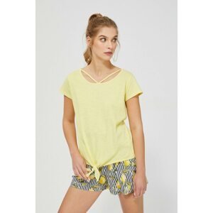 Blouse with a decorative neckline - yellow