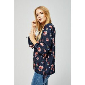 Shirt with a flower pattern - navy blue