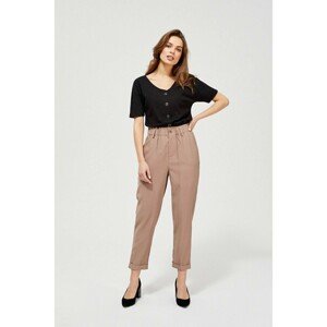 Trousers with a gathered waist - brown