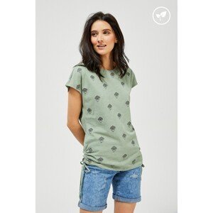 Organic cotton blouse with a print - olive green