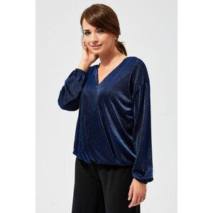 Wrap blouse with a metallic thread