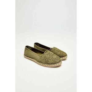Espadrilles with lace - olive