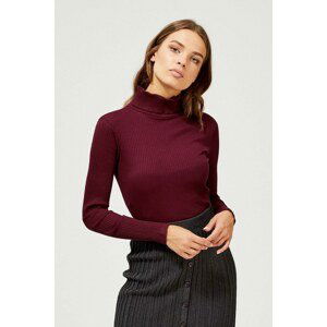 Ribbed turtleneck blouse - burgundy