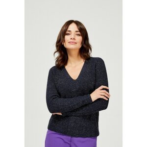 Sweater with a metallic thread - navy blue