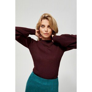 Ribbed sweater with puff sleeves