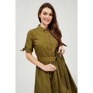 Shirt dress with a belt