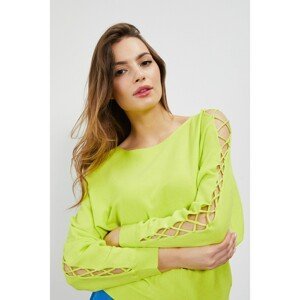Sweater with binding on the sleeves - lime green