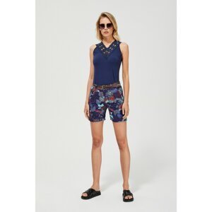 Shorts with a belt - navy blue