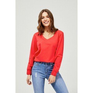 Sweatshirt with a deep neckline - red