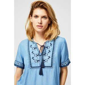 Embroidered lyocell shirt with fringes