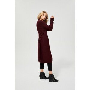 Long cardigan with a binding - burgundy color