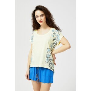 Blouse with a print and fringes - yellow