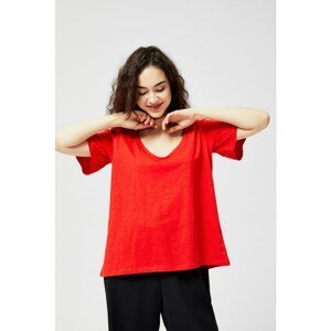 Cotton T-shirt with a binding on the back - coral
