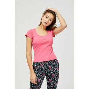 Cotton blouse with short sleeves - pink