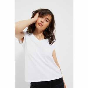 Cotton blouse with V-neck - white