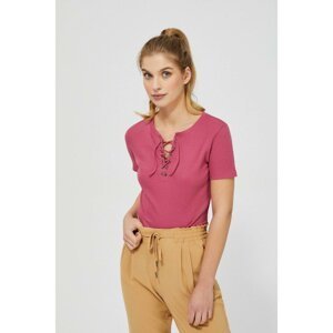 Blouse with a tie on the neckline - pink