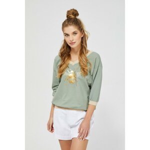Olive green sweatshirt with a print on the welt - olive green