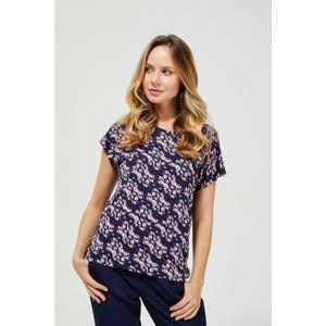 Viscose t-shirt with a print - navy blue