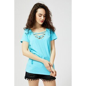 Blouse with ties - turquoise