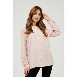 Plain collarless shirt - pink