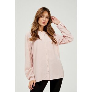 Plain collarless shirt - pink
