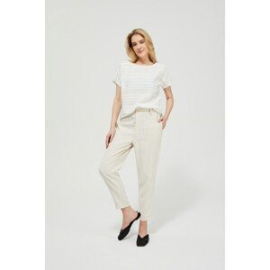Trousers with a gathered waist - beige