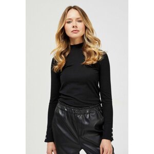 Ribbed high neck blouse - black