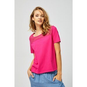 Blouse made of combined materials - fuchsia
