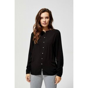 Shirt with a stand-up collar - black