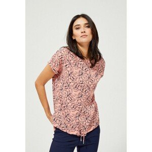 Patterned viscose blouse - coral
