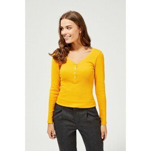 Cotton blouse with long sleeves - yellow