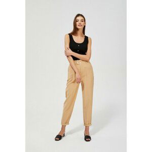 Plain paperbag trousers - beige