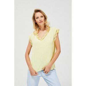 Shirt blouse with lace - yellow