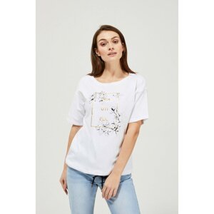 Cotton blouse with an inscription - white