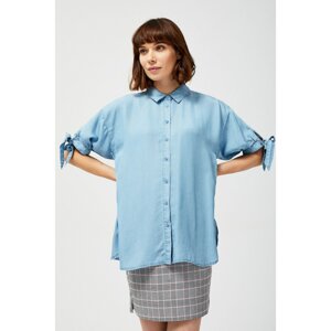 Lyocell shirt with gathered sleeves - blue