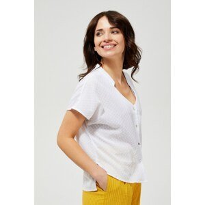 Cotton shirt with short sleeves - white