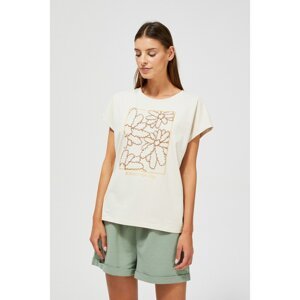 Cotton t-shirt with an inscription - beige