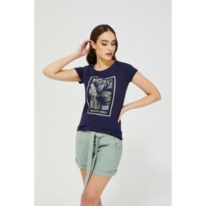 Printed T-shirt - navy blue