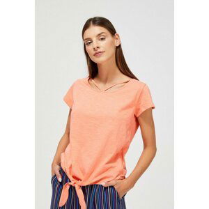 Blouse with a decorative neckline - coral