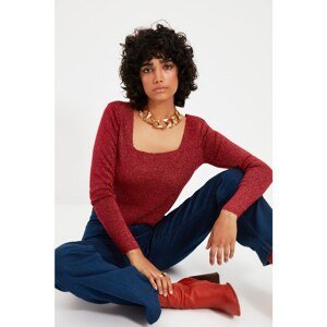 Trendyol Claret Red Square Collar Knitwear Sweater